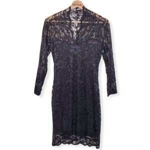 ASOS Black Sheer Floral Lace Dress 8